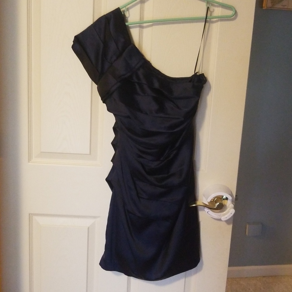 Express off the shoulder navy dress